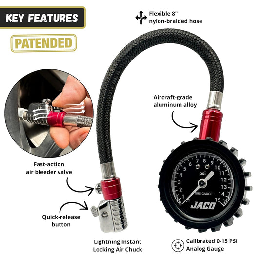JACO ElitePro-X Tire Pressure Gauge with Lightning Chuck (100 PSI)