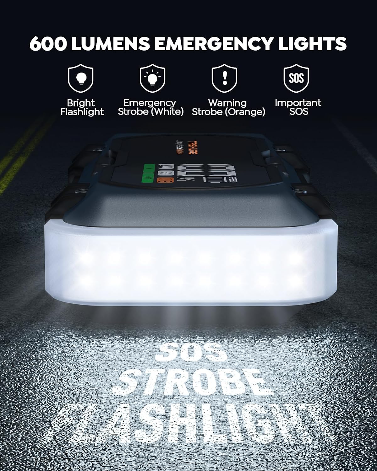 8000A Car Battery Jump Starter, Battery Jumper Starter Portable (All Gas/12L Diesel), 27000mAh 65W Charging Jump Box, Portable Car Jump Starter with 160W DC, 600LM Light, Extended Jumper Cables