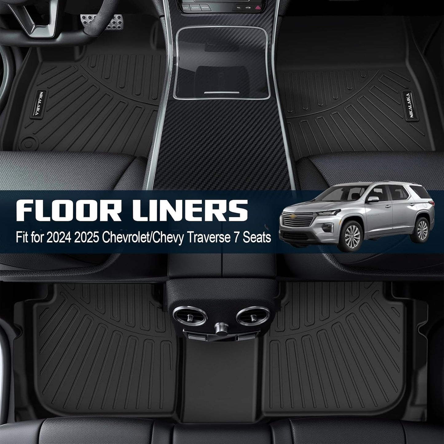 Floor Mats & Cargo Liner & Backrest Mat for 2024 2025 2026 Chevrolet/Chevy Trax All Weather Protection TPE Rubber Full Set Automotive Floor Liners Accessories, Odorless Anti-Slip, Black