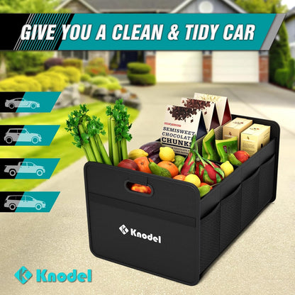 K KNODEL Car Trunk Organizer, Foldable Organizer for Car, Automotive Consoles & Organizers, Storage with Reinforced Handles (Medium, Black)