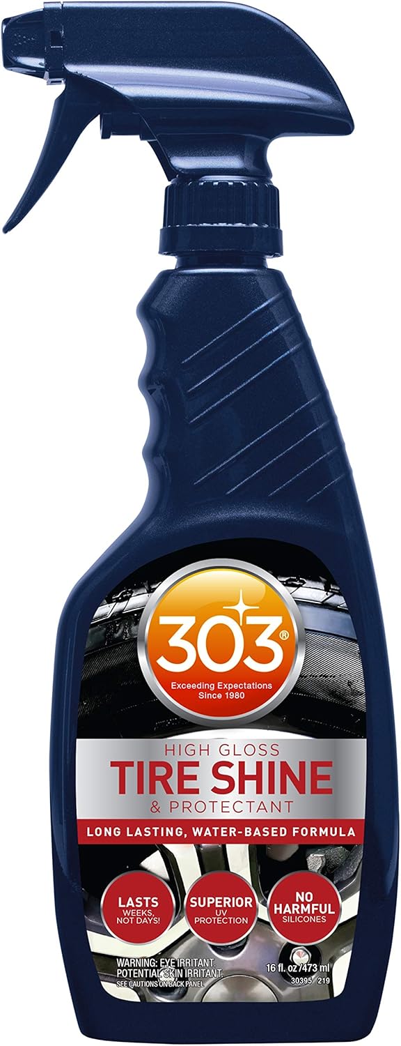 303 Products High Gloss Tire Shine And Protectant - Long Lasting, Water Based Formula - Lasts For Weeks - No Harmful Silicones - Lasts Weeks Not Days, 16 fl. oz. (30395CSR) Packaging May Vary