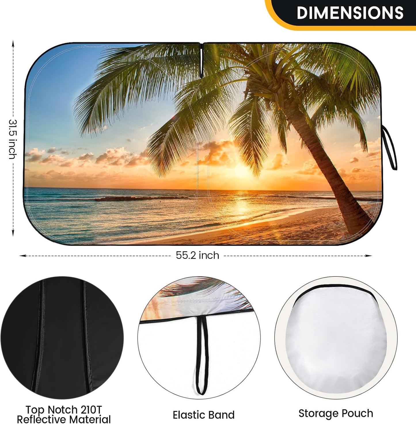Car Windshield Sun Shade - Foldable Car Sun Shade Windshield for Front Window, Reflector Sunshade Offers Ultimate Protection for Cars Interior (55.2 x 31.5 in)