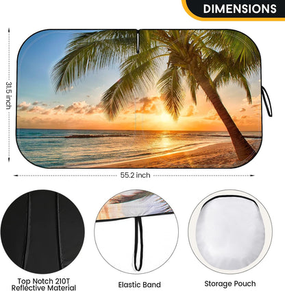 Car Windshield Sun Shade - Foldable Car Sun Shade Windshield for Front Window, Reflector Sunshade Offers Ultimate Protection for Cars Interior (55.2 x 31.5 in)