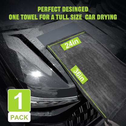TTRCB 2 Pack 1300 GSM Car Drying Towel, Microfiber Towels for Cars - 36" x 24" & 16" x 16", Ultra-Absorbent, Streak Free, Car Wash Mitt, Car Detailing Cleaning Accessories Supplies Essentials