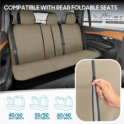 BDK PolyPro Car Seat Covers Full Set in Charcoal on Black – Front and Rear Split Bench for Cars, Easy to Install Cover Set, Accessories Auto Trucks Van SUV