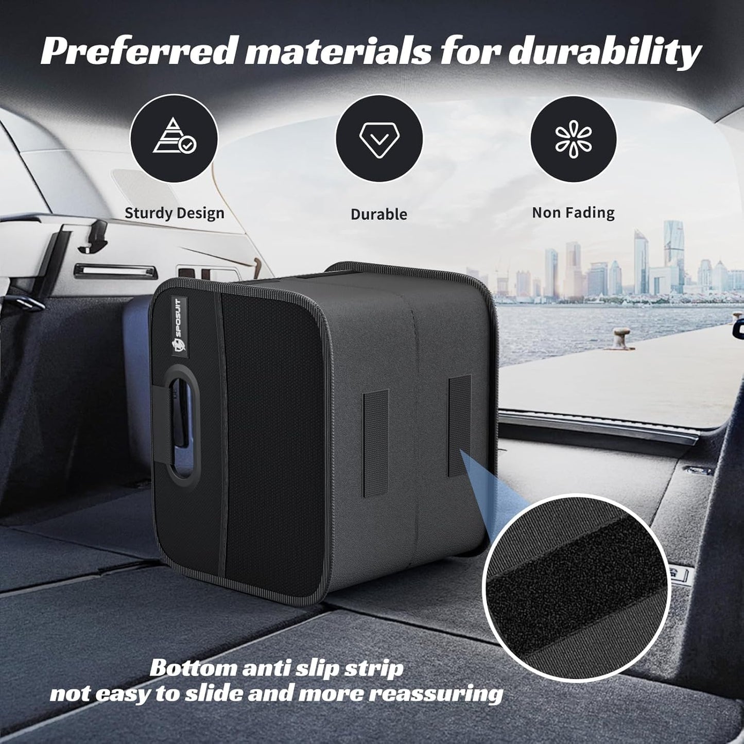 Sposuit Trunk Organizer for Car - 70L Collapsible Car Storage with 11 Pockets & Reinforced Handles, SUV Trunk Organizers for Grocery Cargo(Black)