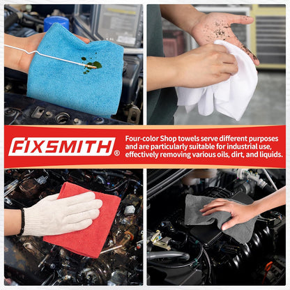 FIXSMITH Shop Towels, Pack of 200, Grey Microfiber Cleaning Cloth Bulk, Microfiber Towels for Cars, All-Purpose Absorbent Cleaning Rags, Dust Cloth for Automotive, Mechanic, Garage, 11.5 x 11.5 inch