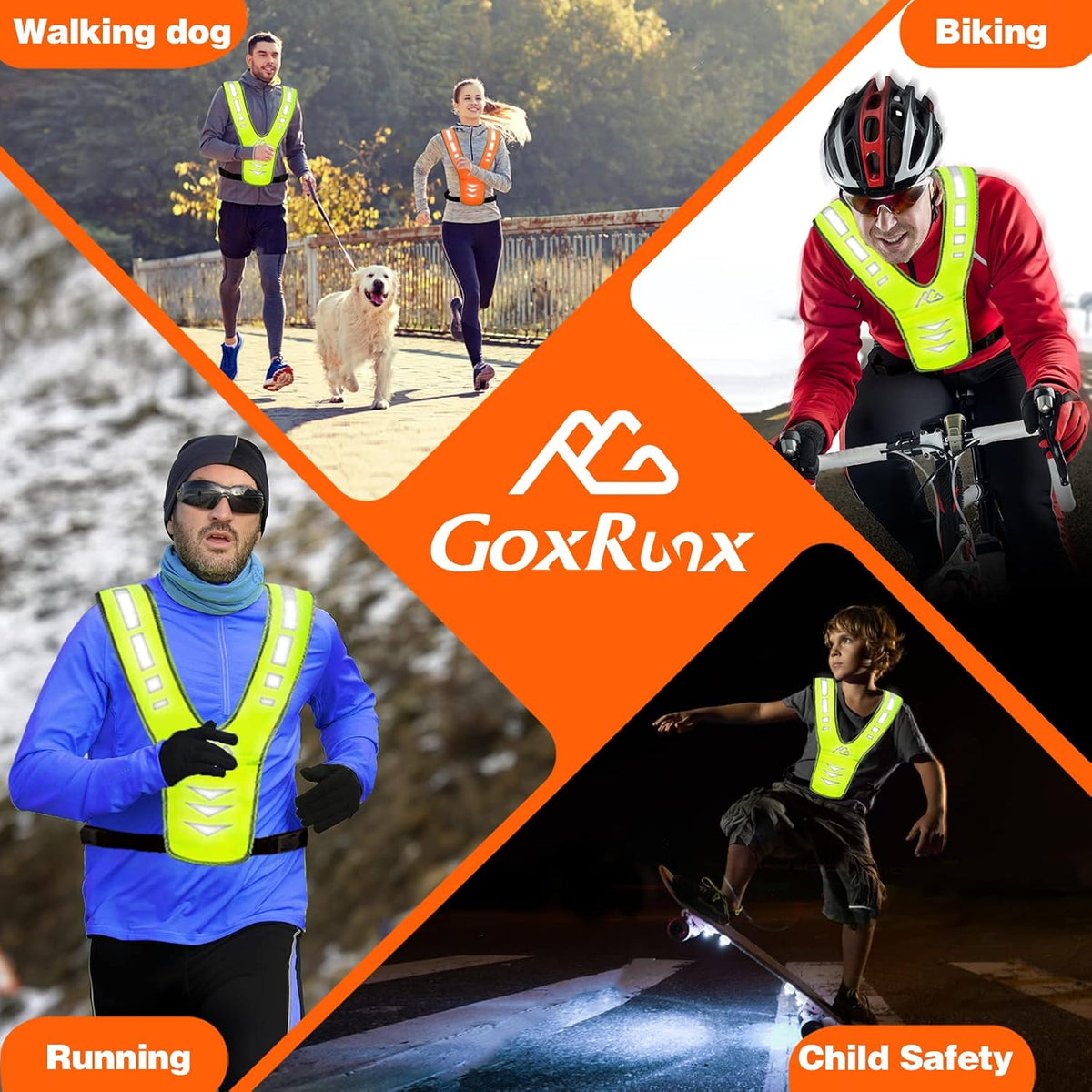 GoxRunx Reflective Running Vest Gear with Reflective Bands for Women Men Safety Reflective Vest for Walking Running Cycling at Night