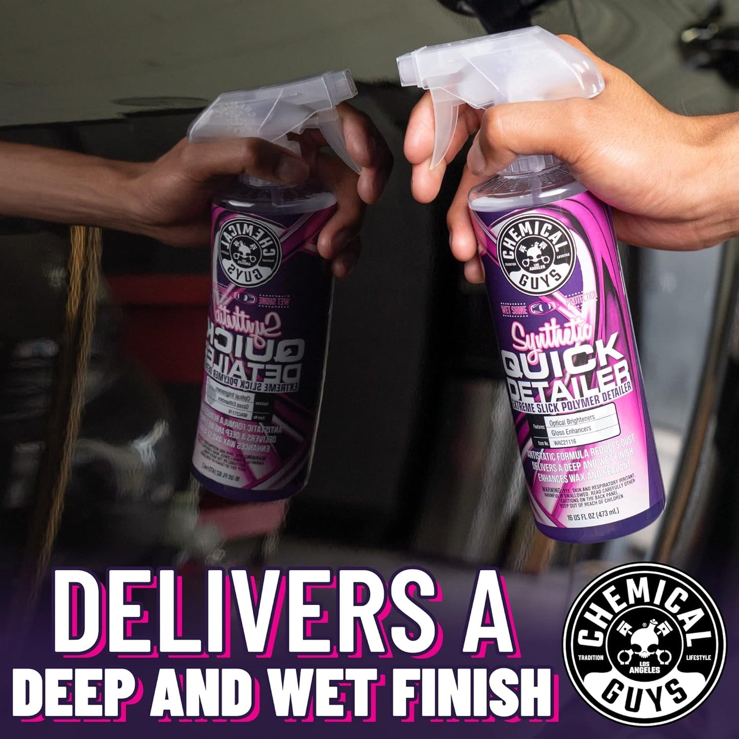 Chemical Guys WAC2111602 Synthetic Quick Detailer, Extreme Slick Polymer Detailer, Great for Cars, Trucks, SUVs, Motorcycles, RVs & More, 16 fl oz (2 Pack)