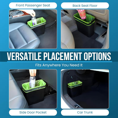 Car Trash Can for Car — 3-Gallon Leakproof Garbage Can with Floor Mat Clip & Bag Securement Band | Open-Top Vehicle Trash Bin for Drivers & Passengers | Fits SUV, Truck, Van, Sedan, MPV (Black)