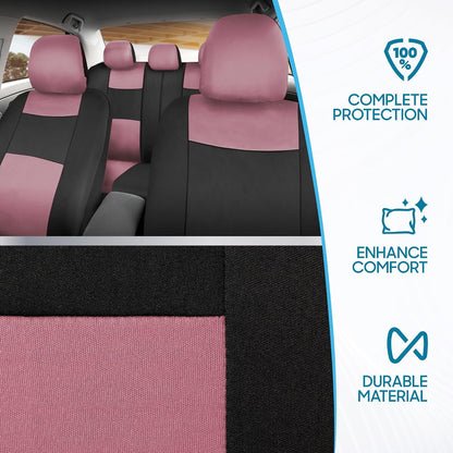 BDK PolyPro Car Seat Covers Full Set in Charcoal on Black – Front and Rear Split Bench for Cars, Easy to Install Cover Set, Accessories Auto Trucks Van SUV