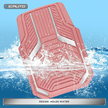 PIC AUTO Heavy Duty Rubber Floor Mats, Purple Aluminum Film Car Mats Set, Front and Rear Car Mats with Anti-Slip Backing, All Weather Protection, Trim-to-Fit for Automotive SUV, Sedan, Van
