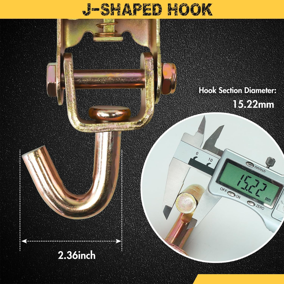 Car Tie Down Straps (4PK) with J Finger Hook Lasso Ratchet Strap 2 Inch x 96 Inch- for Any Car, SUV, Jeep or Sports Car
