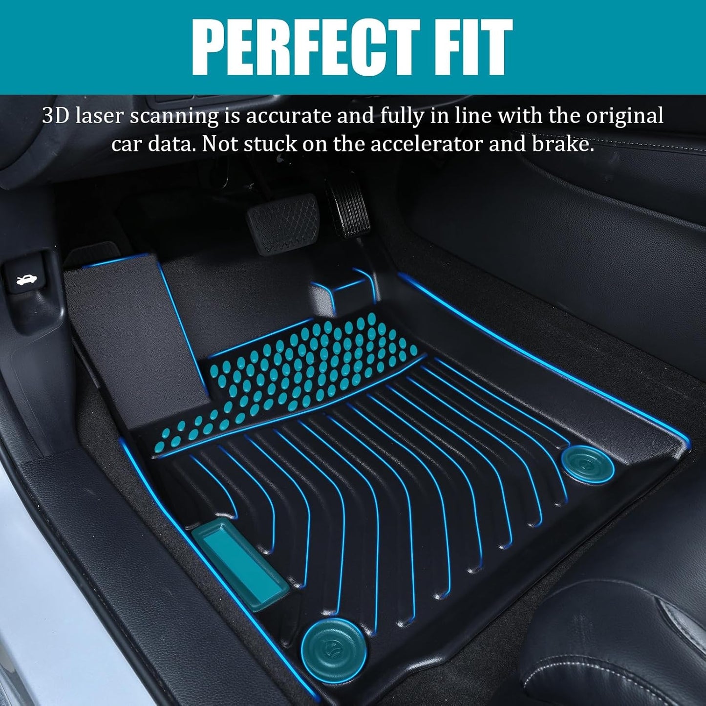 All Weather Floor Mats for 2016-2019 Chevy Cruze (No Fit 2016 Cruze Limited), Chevy Cruze Floor Mats, 1st and 2nd Maximum Coverage, 3D Waterproof TPE Rubber Protector Car Mats Full Set Liners