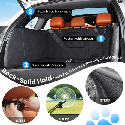 REEVAA SUV Cargo Liner for Dogs, Full Coverage Non-Slip Cargo Cover with Cushioned Sides to Protect Your Dog, Waterproof & Durable, Machine Washable Trunk Protector Mat (M, Black)