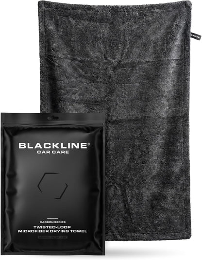 Blackline 24"x36" Twisted-Loop Car Drying Towel, 1300GSM, Streak Free, Lint Free, Reusable - Car Accessories, Microfiber Cleaning Cloth for Car, Truck, SUV - One Pass is All You Need