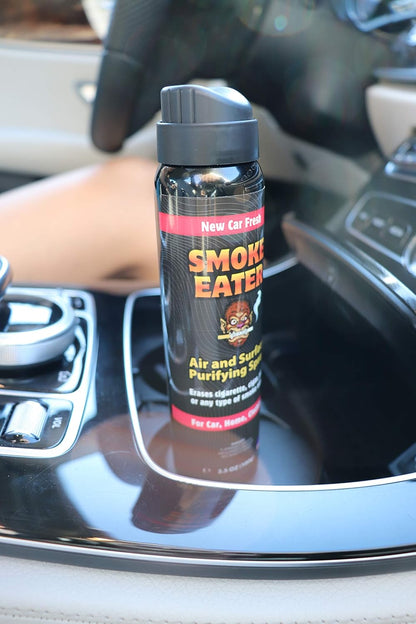Smoke Eater Cigarette, Cigar, Cannabis & Tobacco Odor Eliminator Spray & Air Freshener for Car, Home, Clothes — Lavender, 4 oz Travel Size — Tea Tree Oil Formula, Non-Aerosol Pump Spray
