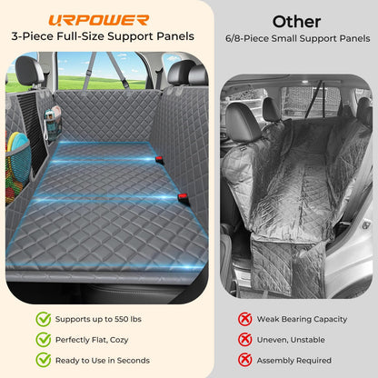 URPOWER 2026 Upgraded Back Seat Extender for Dogs - Large Hard Bottom Dog Car Seat Cover Holds 550lbs, Waterproof Dog Hammock Pet Bed with High-Density Foam Non-Slip Backseat Protector