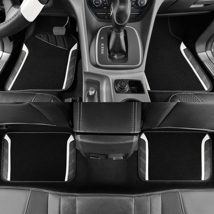 CAR PASS Air Mesh Leather Car Seat Covers Full Set, Waterproof Car Floor Mats, Sporty Steering Wheel Cover 14.5-15in, Universal Fits for 95% Cars Truck SUV (Black and Blue)