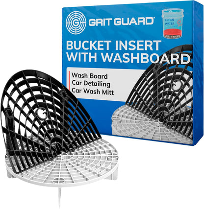 The Original Grit Guard Bucket Insert with Washboard Combo | Removes Dirt from Wash Mitt for Detailing | Car Wash Bucket Insert & Washboard | Black/Red - Made in the USA