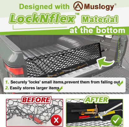 Muslogy Truck Bed Cargo Net Trunk Netting Compatible with 2023-2025 2026 Honda CR-V Accessories, Pickup Cargo Organizer SUV Sedan Storage Net w/Heavy Duty Carabiners - Colors A