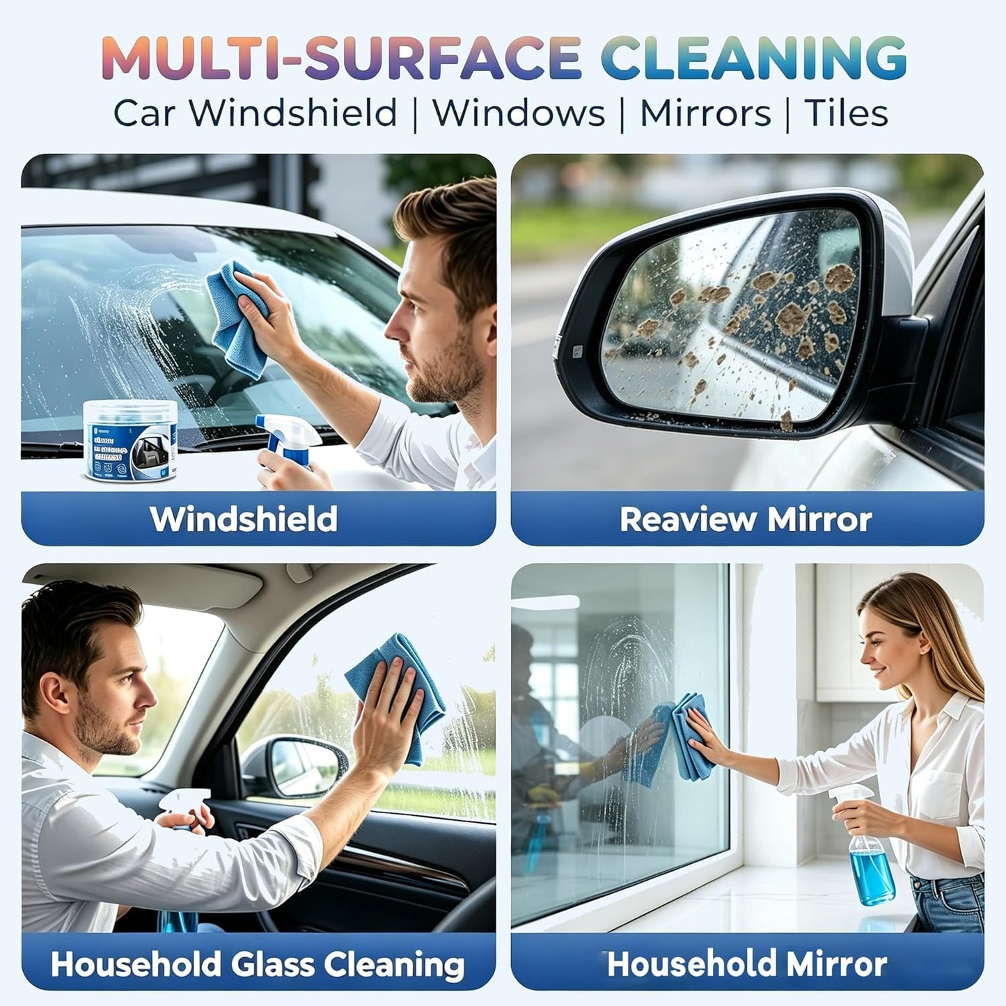 Couleurs Car Windshield Washer Tablets, Washer Fluid Tablets Glass Cleaner Concentrate Windshield Wiper Fluid Car Windshield Cleaner Automotive Glass Cleaner, 200 Pieces
