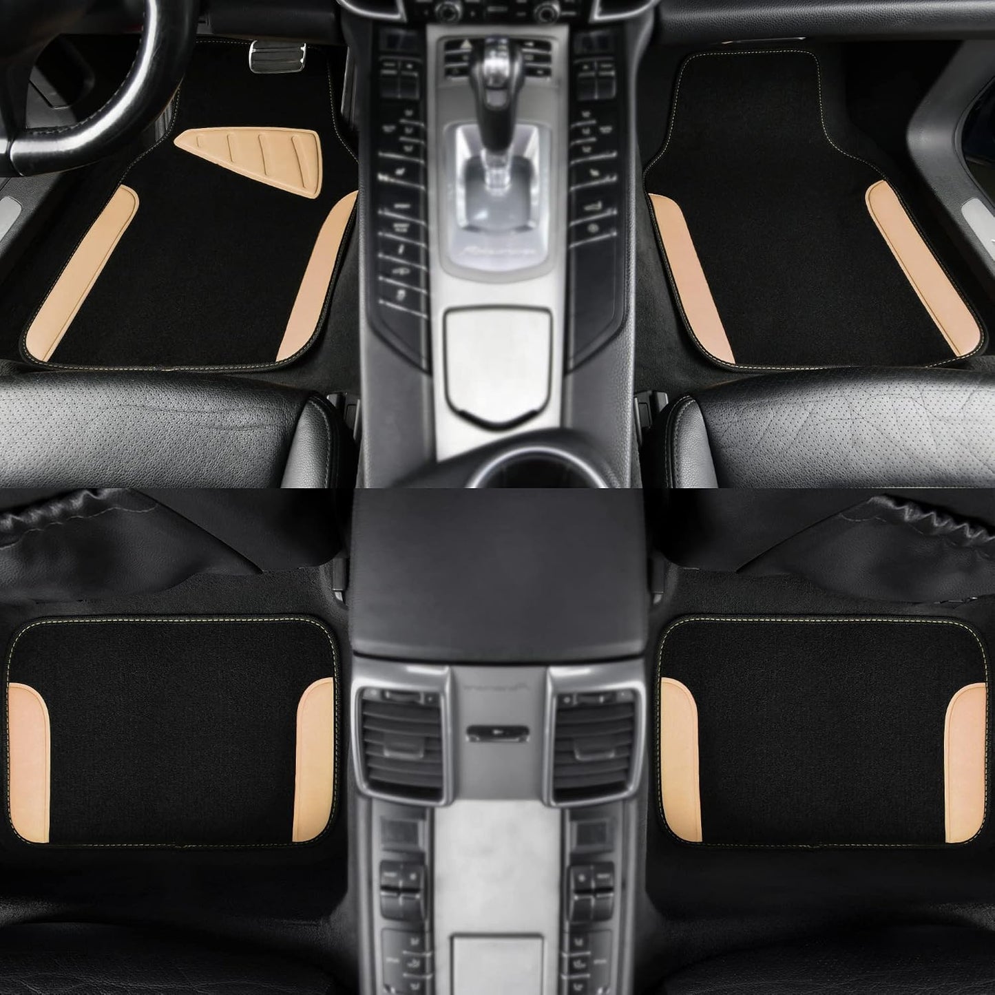 CAR PASS Waterproof Universal Car Floor Mats, Leopard Print Car Mats Fit for SUV,Vans,sedans, Trucks,Set of 4pcs Car Carpet with Driver Heel Pad and Nibs Backing, Leopard Car Accessories Gray Leopard