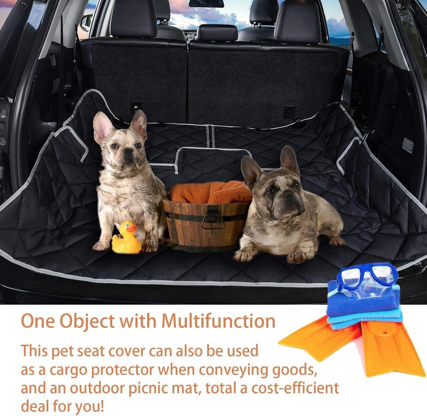 petalage Bench Dog Car Seat Cover for Back Seat Waterproof Seat Covers Durable Scratch Proof Nonslip, Protector for Pet Fur & Mud Washable Backseat Cover for Cars Armrest Compatible
