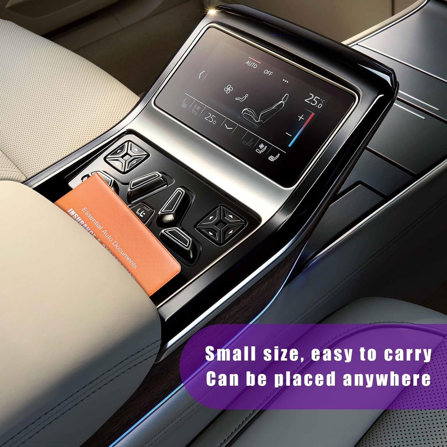 4 PCS Car Registration and Insurance Holder, Vehicle Glove Box Organizers with Closure for License Document, Auto Essential Paperwork Wallet Case Holder, Car Accessories (Black, Car Logo)