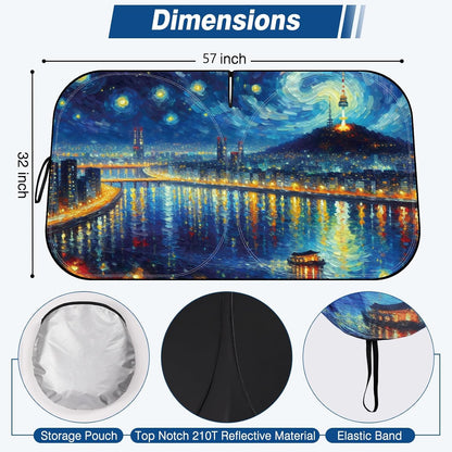 Windshield Sun Shade - Car Sun Shade Windshield, Reflector Sunshade Offers Ultimate Protection for Car Interior, Foldable Front Window Fit for Hatchback, Truck, SUV, MPV