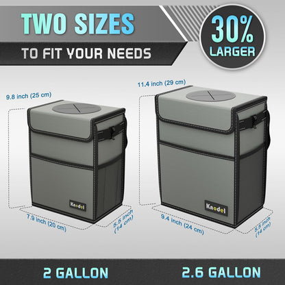 K KNODEL 2 Gallon Black Leak-Proof Waterproof Car Trash Can with Lid