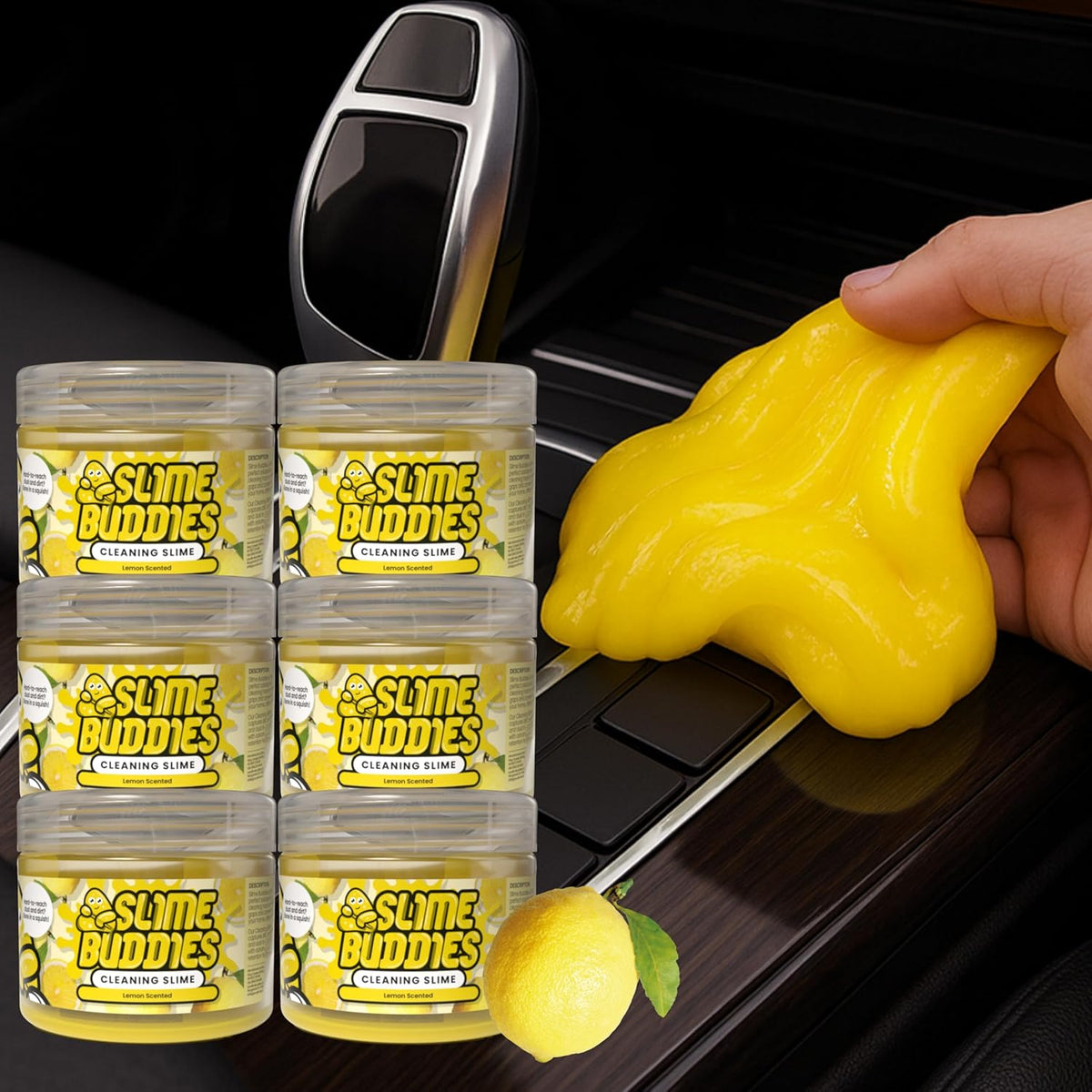 Slime Buddies Car Cleaning Gel Putty - Strawberry Scented Interior Detailing Tool for Cup Holders, Air Vents & Keyboard - Reusable Auto Detailing Accessories - Dust Remover Goop - Gifts for Men Women
