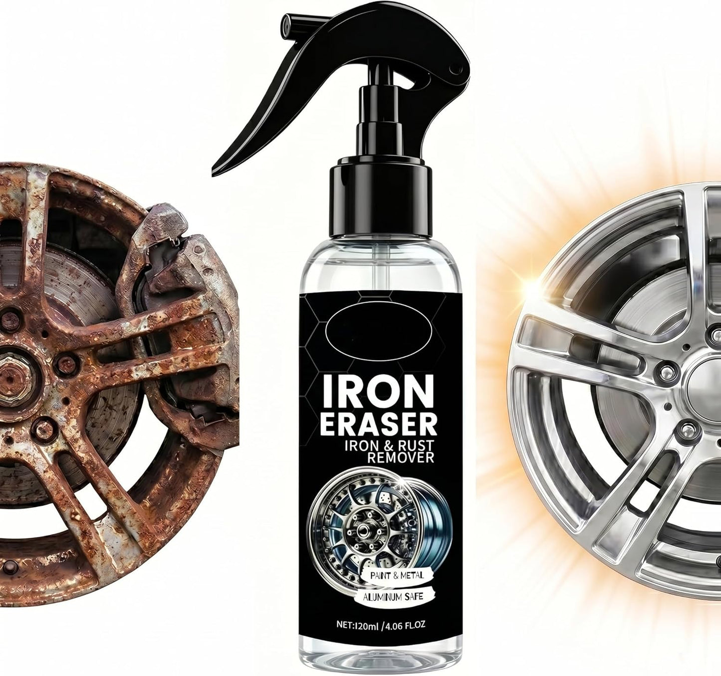 Quatrel Iron Eraser,Iron Eraser Iron and Rust Remover,Iron Eraser Rust Remover Spray,Iron Powder Remover,Professional Automotive Surface Cleaning (2PCS)