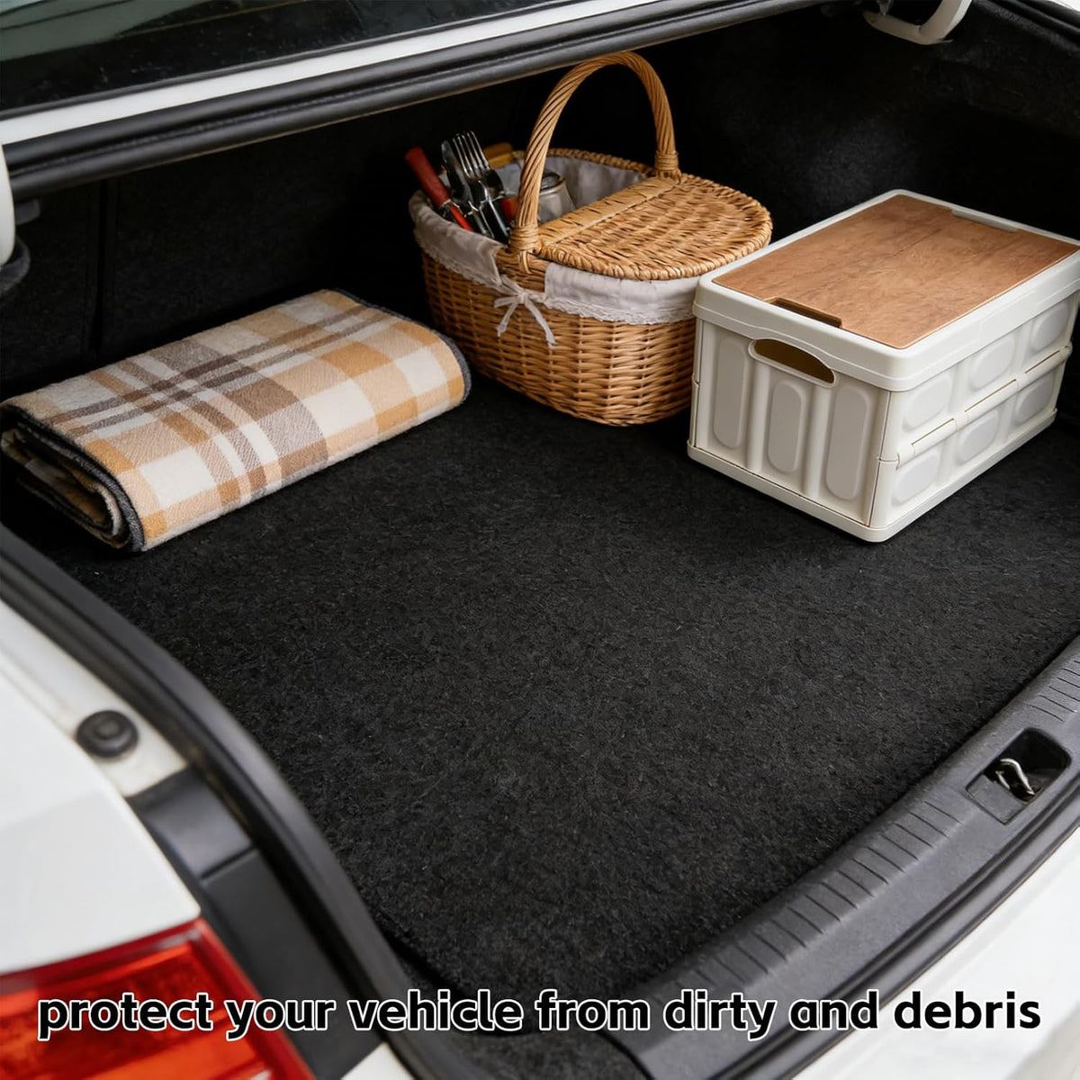 Universal Cargo Liner Mat, 61" x 72.8" Felt Cargo Liner Trunk Mat with Non Slip Backing, Protective Dog Seat Cover to Protect Vehicle Interior for SUV Trucks Vans and Cars, Waterproof
