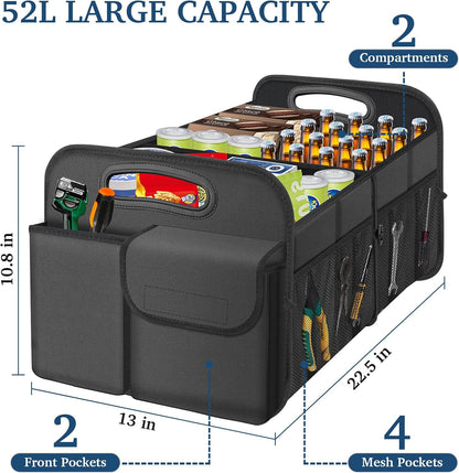 Femuar Car Trunk Organizer with Large Capacity Waterproof Car Accessories for Women & Men, Collapsible Trunk Organizer for Suv/Jeep/Sedan,Tools (Black, Standard)