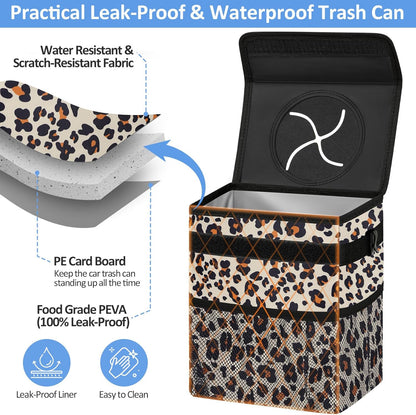 ELONGRIVER Car Trash Can Bin for Back Seat Leak Proof, Cute Car Trash Bag Hanging, Vehicle Trash Can for SUV Truck Van, Automotive Garbage Cans Front Seat Black