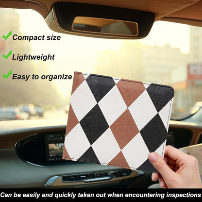 Car Registration and Insurance Holder, Premium Pu Leather Vehicle Glove Box Organizer - for Driver License, Cards & Essential Documents (L-Orange)
