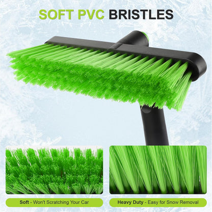 43" Ice Scraper for Car Windshield, Snow Brush with Squeegee, 3 in 1 Snow Removal for Cars with Foam Grip and 180° Pivoting Brush Head for Auto Truck SUV