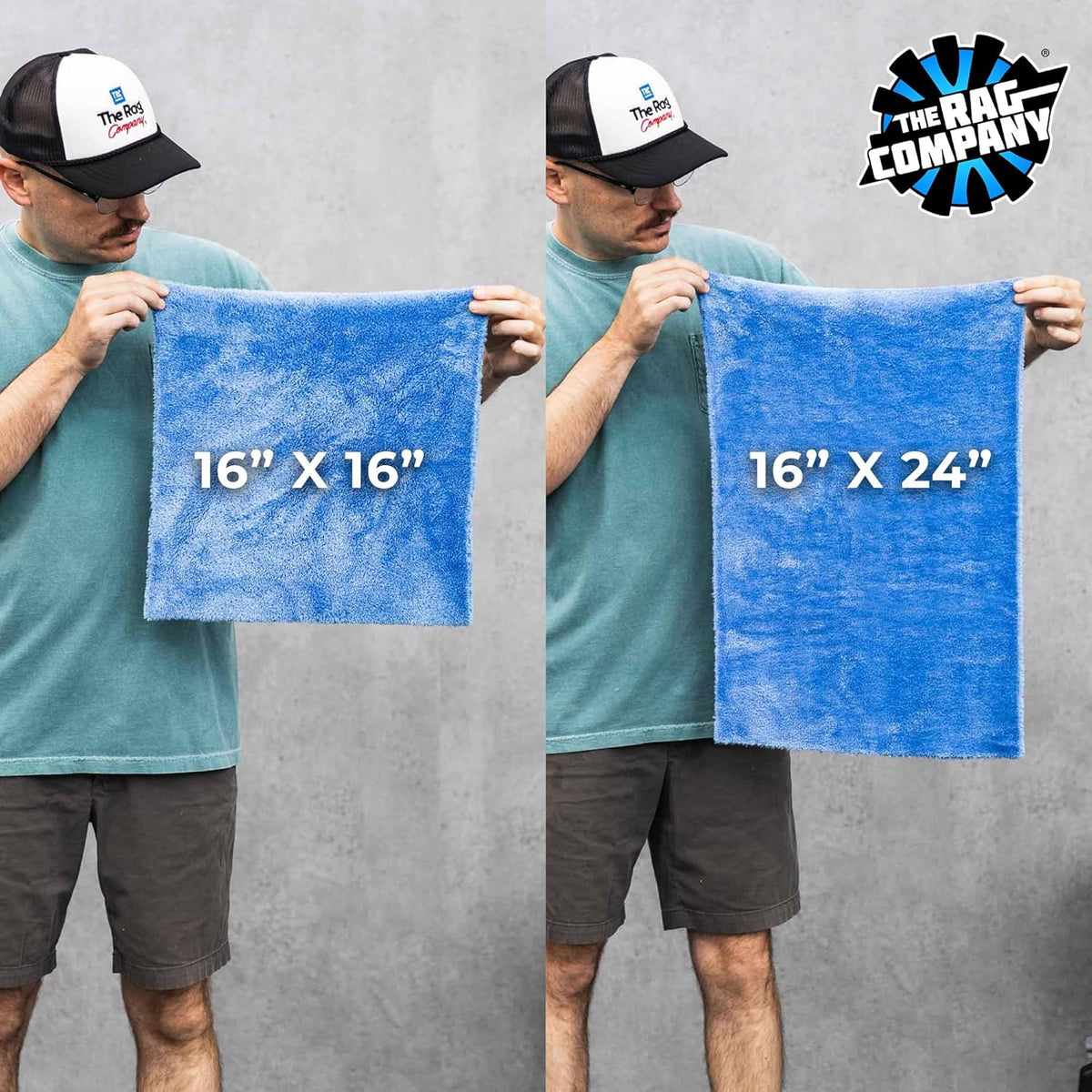 The Rag Company - Eagle Edgeless 500 (4-Pack) Professional Korean 70/30 Blend Super Plush Microfiber Detailing Towels, 500GSM, 16in x 16in, Blue