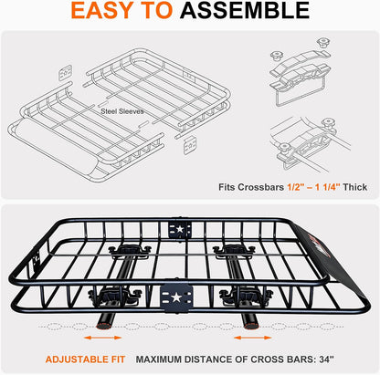 21 Cu Ft. Car Rooftop Cargo Carrier Bag Car Roof Top Bag Cargo Carrier | Fit All Vehicle with/Without Rack, Includes Anti-Slip Mat, 8 Reinforced Straps, 6 Door Hooks, Luggage Lock