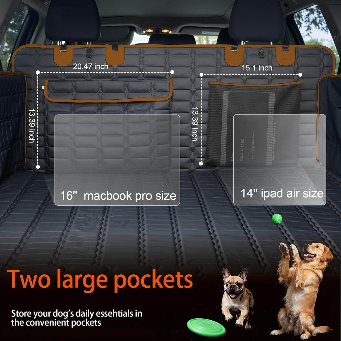 Reliadura SUV Cargo Liner for Dogs, Waterproof Dog Trunk Cover with Bumper Flap Protector, Pet Cargo Mat for SUVs Sedans Vans, Non-Slip Scratchproof Dog Seat Cover, Large Size Universal Fit