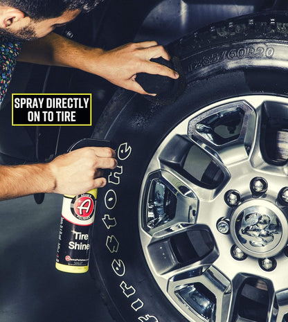 Adam's Tire Shine 16oz - Tire Dressing Spray with Added SIO2 for Rubber Protection, Gives A Glossy Wet Look & No Sling