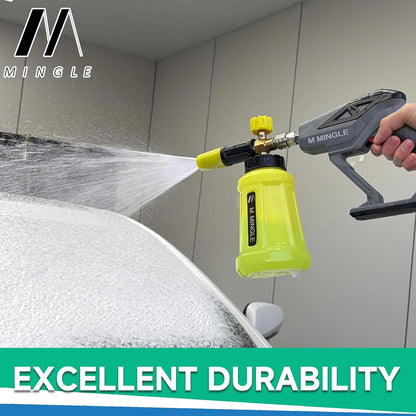 M MINGLE High Pressure Washer Gun with Foam Cannon, Foam Cannon Dual Connector Accessory, Car Wash Foam Gun Kit 1/4 Inch Quick Connector, 5 Pressure Washer Nozzle Tips