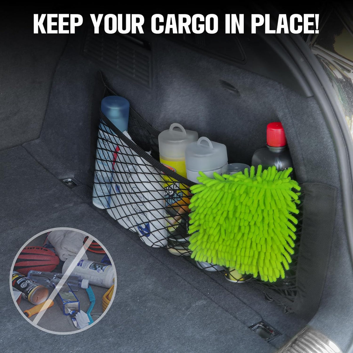 Universal Mesh Cargo Net for Car Trunk Storage,Elastic Small Automotive Cargo Net Pocket Wall Sticker Organizer Pouch Bag Storage for SUV,2 Pack with Tape Stickers