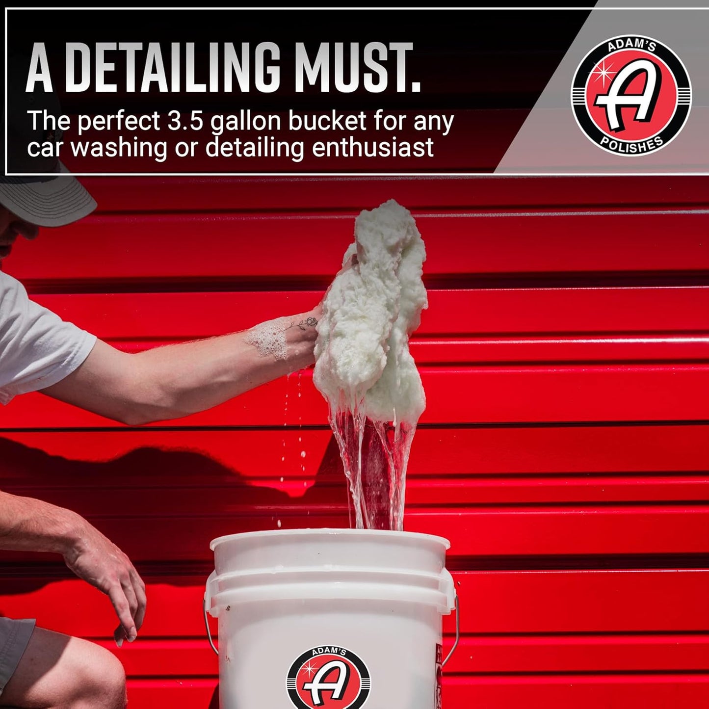 Adam's Polishes Car Wash Bucket (5 Gallon Bucket + Grit Guard + Gamma Seal Lid), Perfect Car Tool for Washing & Garage Storage, Stores Car Wash Soap, Foam Cannon, Foam Gun, Microfiber Towels & More