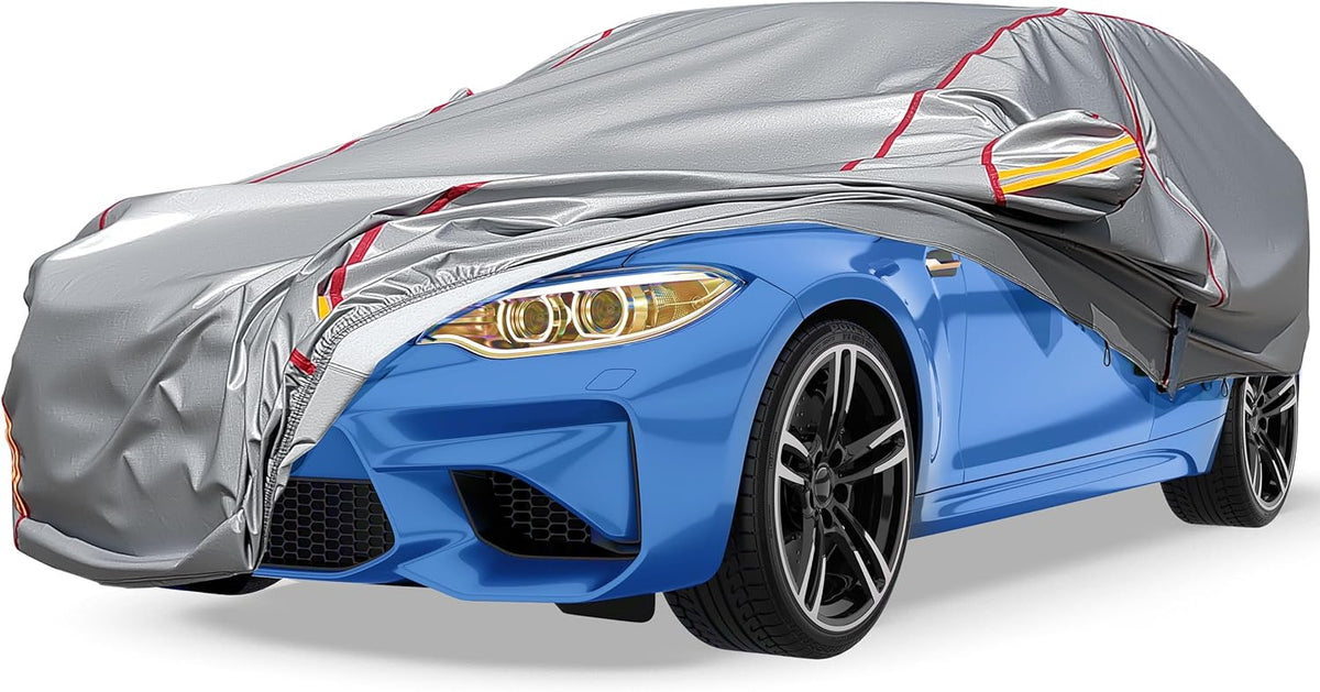 6 Layers Car Cover Waterproof All Weather Car Cover Waterproof All Weather, Outdoor Full Exterior Cover Rain Sun UV Snowproof Protection with Zipper Cotton for SUV (185-190inch)
