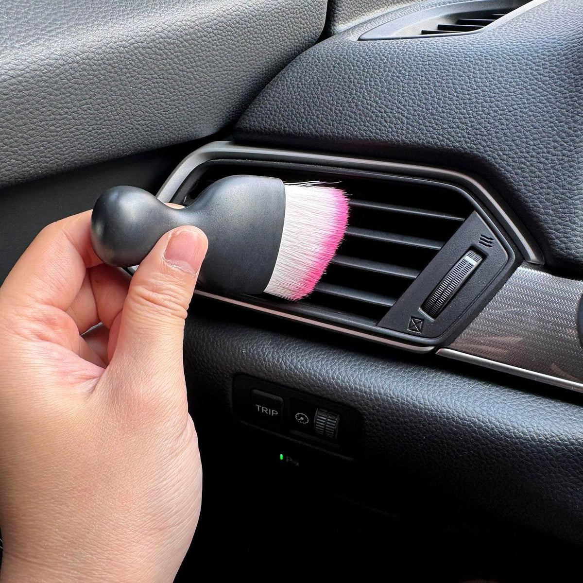 Car Detailing Brush, Soft Bristle Cleaning Brush, Scratch-Free Auto Duster Tool for Dashboard, Air Vents, Leather & Interior Cleaning (Black&Brown)