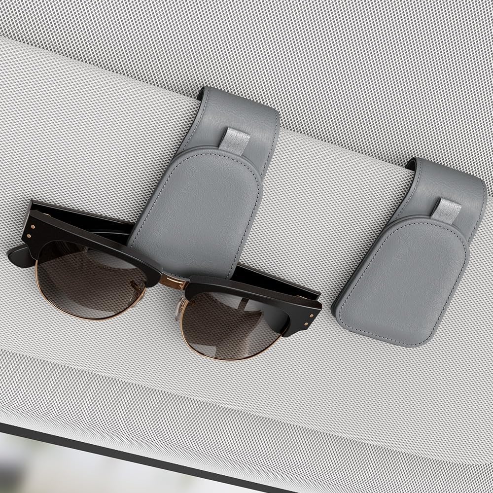Sotfamily Sunglass Holder for Car Visor, Suede Cloth Magnetic Sunglass Organizer for Car Accessories, 2 Packs, Black