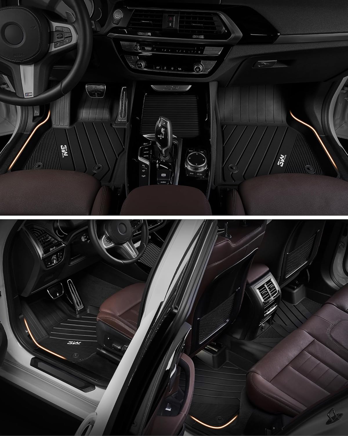 3W Floor Mats & Cargo Liner Fit for 2021 2022 2023 2024 2025 2026 Chevy Tahoe/GMC Yukon/Cadillac Escalade 7 Seat, TPE All Weather Custom Fit Car Accessories Heavy Duty Rubber Full Set Trunk Mats - Colors A
