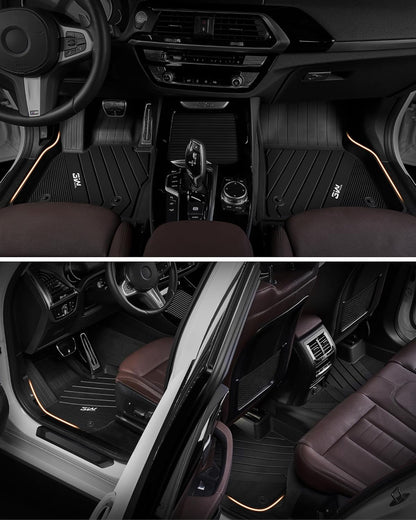 3W Floor Mats & Cargo Liner Fit for 2021 2022 2023 2024 2025 2026 Chevy Tahoe/GMC Yukon/Cadillac Escalade 7 Seat, TPE All Weather Custom Fit Car Accessories Heavy Duty Rubber Full Set Trunk Mats - Colors A